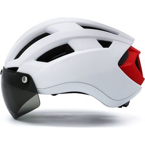 Lightyourbike ® VISION 1 - Fietshelm met Vizier & Verlichting - Elektrische fiets, Racefiets & MTB - Wit