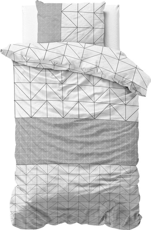 Sleeptime Flanel Gino Dekbedovertrek - Eenpersoons - 140 x 200/220 + 1 kussensloop 60x70 - Grijs