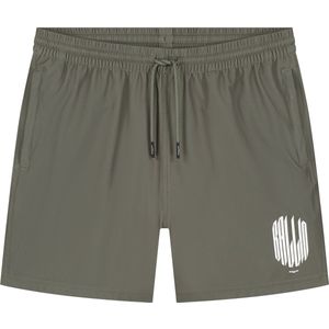 Ballin Amsterdam - Grunge Logo Swim Shorts - Dark Army - Heren Regular Fit Swimwear