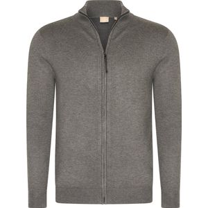 Mario Russo Full Zip Cardigan - Vest Heren - Coltrui Heren - Trui Heren - Antraciet - M