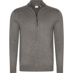 Mario Russo Full Zip Cardigan - Vest Heren - Coltrui Heren - Trui Heren - Antraciet - L