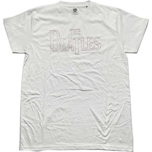 The Beatles - Drop T Logo Heren T-shirt - S - Wit