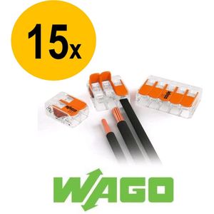 Wago lasklemmenset serie 221 - 2 voudig / 3 voudig / 5 voudig (15 stuks)