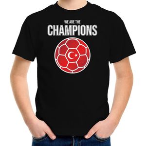 Turkije EK/ WK supporter t-shirt we are the champions met Turkse voetbal zwart kinderen 134/140