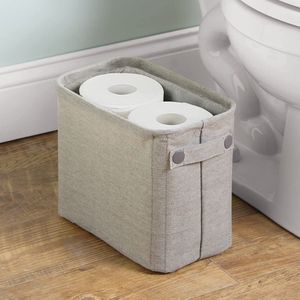 Toiletrolhouder - opbergmand/opbergmogelijkheid voor toiletrollen/handdoeken en kranten - voor de badkamer - groot/katoen/elegant - lichtgrijs