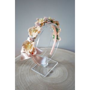 Haarband met bloemen en haarstrik - Luxe haaraccessoires - Zalm Roze - Haarband - Bows and Flowers