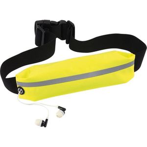 Geel hardloop heuptasje/buideltasje 24 x 4,2 cm - Reflecterend - Spatwaterdicht - Gele heuptassen/fanny pack voor op reis/onderweg