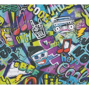 URBAN STREET ART BEHANG | Grafitti - Bont Zwart - A.S. Création Lilly & Luis