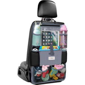 Autoorganisator Autostoel Organizer 4e generatie Verbeterde Car Organizer Achterbank voor maximaal 10,5 iPad, 9 zakken, Kids Toy Storage, Waterbestendig Achterbank Protector voor kinderen… (Grijs, 1 stuks)