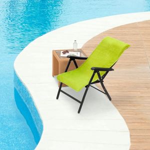 Badstof hoes voor tuinstoel 60 x 130 cm, stoelkussen met capuchon, wasmachinebestendig, kussens voor hoge rugleuning, groen