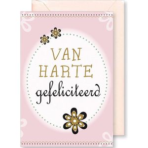 6 Wenskaarten met gekleurde envelop - MGPcards - Gefeliciteerd - 11,5 x 17 cm