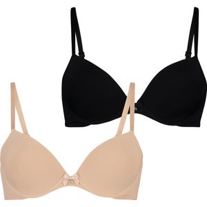 Hunkemöller Dames Lingerie 2-pack voorgevormde beugel bh - Beige - maat A75