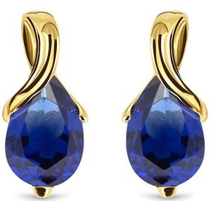 Miore® - Gouden Oorbellen met Blauwe Saffier - Dames - 14 Karaat Goud - Geelgoud - Earrings - Blauw - Sapphire Blue - Handgemaakte Hoogwaardige Sieraden