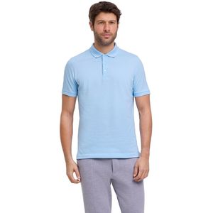 FALKE - Basic Polo Shirt - Blauw - Heren - Piqué - Zacht Huidvriendelijk Katoen