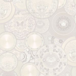 Exclusief luxe behang Profhome 349014-GU vliesbehang licht gestructureerd design glimmend zilver wit crèmewit 7,035 m2