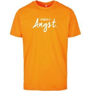 T-shirt oranje L - Remmen is angst - wit - soBAD.| Foute apres ski outfit | kleding | verkleedkleren | wintersporttruien | wintersport dames en heren
