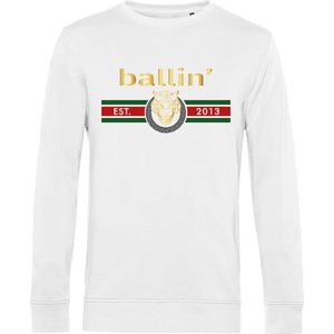 Heren Sweaters met Ballin Est. 2013 Tiger Lines Sweater Print - Wit - Maat XS