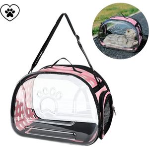 Reismand voor katten Opvouwbaar- draagtas kat roze- hond draagtas 8,5kg- kattenkoffer- Dierentransport- Katten reismand- met schouderband- reistas kat/hond-pet bag