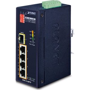 PLANET ISW-514PTF netwerk-switch Unmanaged Fast Ethernet (10/100) Power over Ethernet (PoE) Blauw