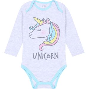Grijs gemêleerd rompertje met eenhoorn