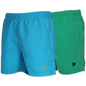 2-Pack Donnay - Sport/Zwemshort (Toon) - Sportbroek - Heren - Sea blue/Grass green (667) - maat XL