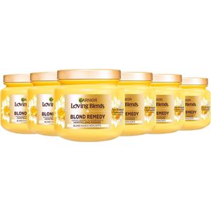 Garnier Loving Blends - Verhelderend, Glansgevend & Herstellend Haarmasker - Sun-Kissed Chamomile & Bloemenhoning - Blond Haar & Highlights - Kamille - 6x 340 ml