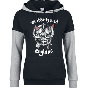 Motörhead England Dames Trui met capuchon - zwart/gemêleerd grijs - XS