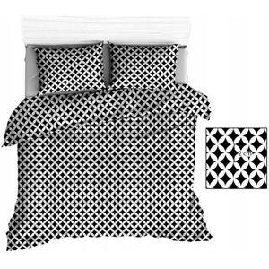 Kinderbeddengoed 90x120 cm Zwart/Wit Katoen