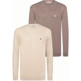 Felix Hardy Sweater Ronde Hals - 2 Pack Heren Beige-Bruin - 2Xl