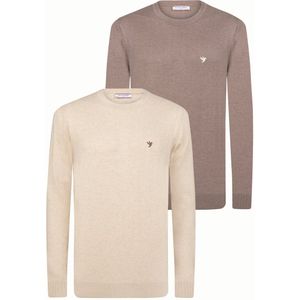 Felix Hardy Sweater Ronde Hals - 2 Pack Heren Beige-Bruin - 2Xl