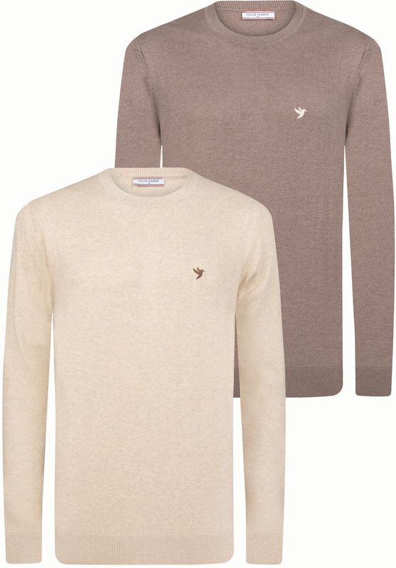 Felix Hardy Sweater Ronde Hals - 2 Pack Heren Beige-Bruin - 2Xl