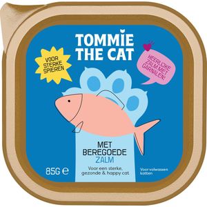 Tommie the Cat - kattenvoer natvoer - verse paté zalm met garnalen - voordeel verpakking - 19 stuks - 85 gram per stuk - zonder suiker en graanvrij