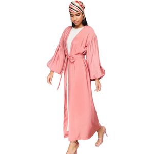 Trendyol - Tctss24Kf00001 - Langgeweven Cape - Met Stenen Riem - Abaya