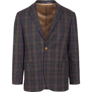 Suitable Prestige Colbert Deloro Ruit Donkerblauw - Maat 50 - Heren blazer