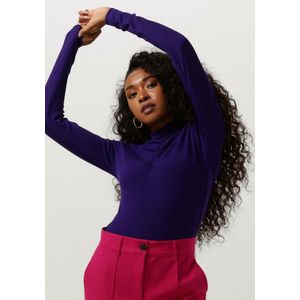 Jansen Amsterdam Cj198 Crepe Jersey Top With Wrinkling At Turtle Neck Truien & vesten Dames - Sweater - Hoodie - Vest- Paars - Maat XXL