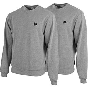 2 Pack Donnay - Fleece sweater ronde hals - Dean - Heren - Maat S - Silver-marl