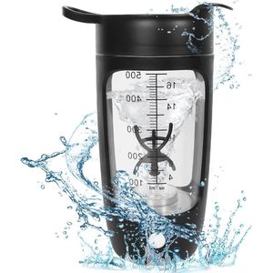 Elektrische shaker proteïneshake 600 ml USB-oplaadbaar - shakemixer automatische eiwitshaker - poedervak - proteïneshakes maaltijdvervanging - BPA-vrij zwart .
