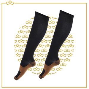 Duopack Compressiekousen / Steunkousen - Elastische Hardloop / Sport / Vliegtuig Compressie Sokken - Running Travel Sock - Reissokken / Reis Kousen - Heren/Dames 2 Paar - Maat 41-46 - Zwart