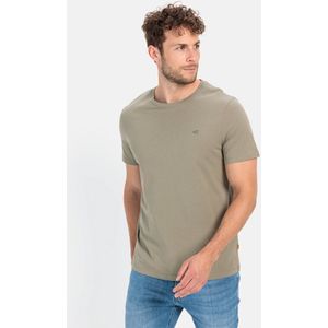 camel active T-Shirt Basic T-shirt with round neck in organic cotton - Maat menswear-4XL - Khaki
