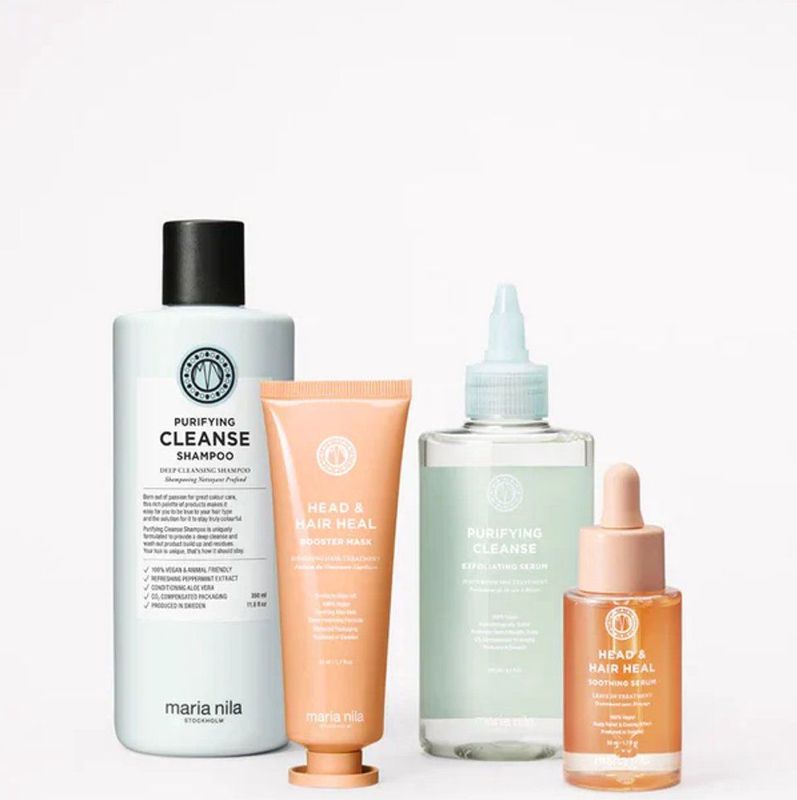 Maria Nila - Deep Exfoliating Cleanse Set - Shampoo 350ml - Booster Masker 50ml - Serum 50ml - Exfoliating Serum 150ml