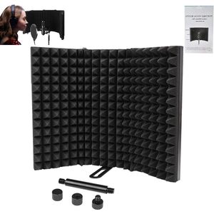 Microfoonisolatieschild - Ontvouwbaar 180° - Geluidsabsorberende schuimreflector voor professionele microfoonopname - Locisne