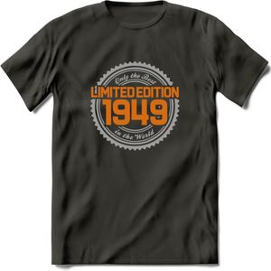 1949 Limited Edition Ring T-Shirt | Zilver - Goud | Grappig Verjaardag en Feest Cadeau Shirt | Dames - Heren - Unisex | Tshirt Kleding Kado | - Donker Grijs - XXL