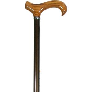 Classic Canes Verstelbare wandelstok - Bruin - Schokdemper - XL wandelstok - Essenhout Derby handvat - Verstelbaar - Lengte 77 - 100 cm - Aluminium - Gewicht 420 gram - Diameter wandelstok 19 mm - Wandelstokken - Uitschuifbare wandelstok - Inklapbaar