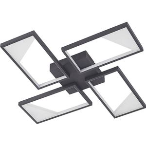 Lindby - LED plafondlamp - 4 lichts - staal, siliconen, kunststof - H: 5.1 cm - zandgrijs - Inclusief lichtbronnen