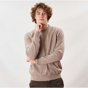 Osborne Knitwear Trui met ronde hals - Sweater heren in Lamswol - Pullover Heren - Mushroom - 2XL