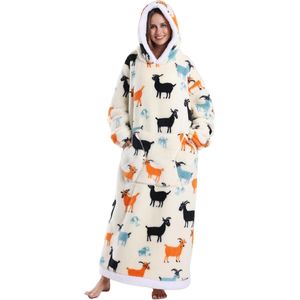 Oversized Hoodie Deken – Draagbare Deken voor Dames & Heren – One Size – Geit Print
