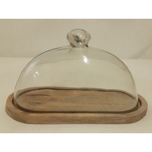 Stolp met houten voet ovaal 31x17x20cm