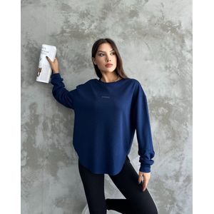 Dames Sweater- Loungetrui- Sporttrui Donkerblauw Maat S