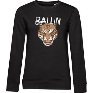 Ballin Est. 2013 - Dames Sweaters Tiger Sweater - Zwart - Maat XXL