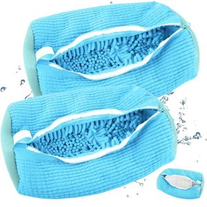 Schoenwaszak voor de wasmachine - 2 stuks herbruikbare en duurzame waszakken voor schoenen - multifunctionele waszak met ritssluiting voor sneakers in het blauw .